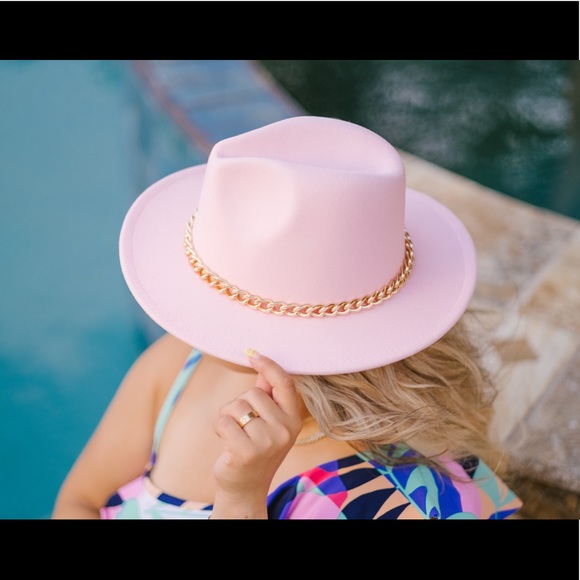 Blush pink fedora hat - Picture 2 of 3